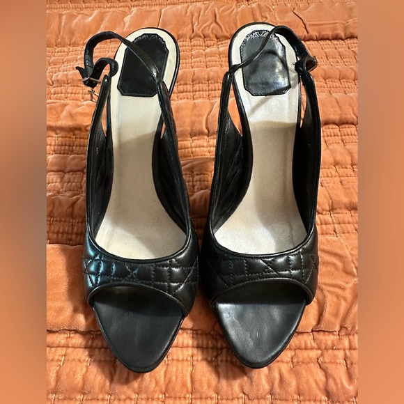Dior Black Quilted Open-Toe Heels, Size 9.5 - Picture 4 of 7